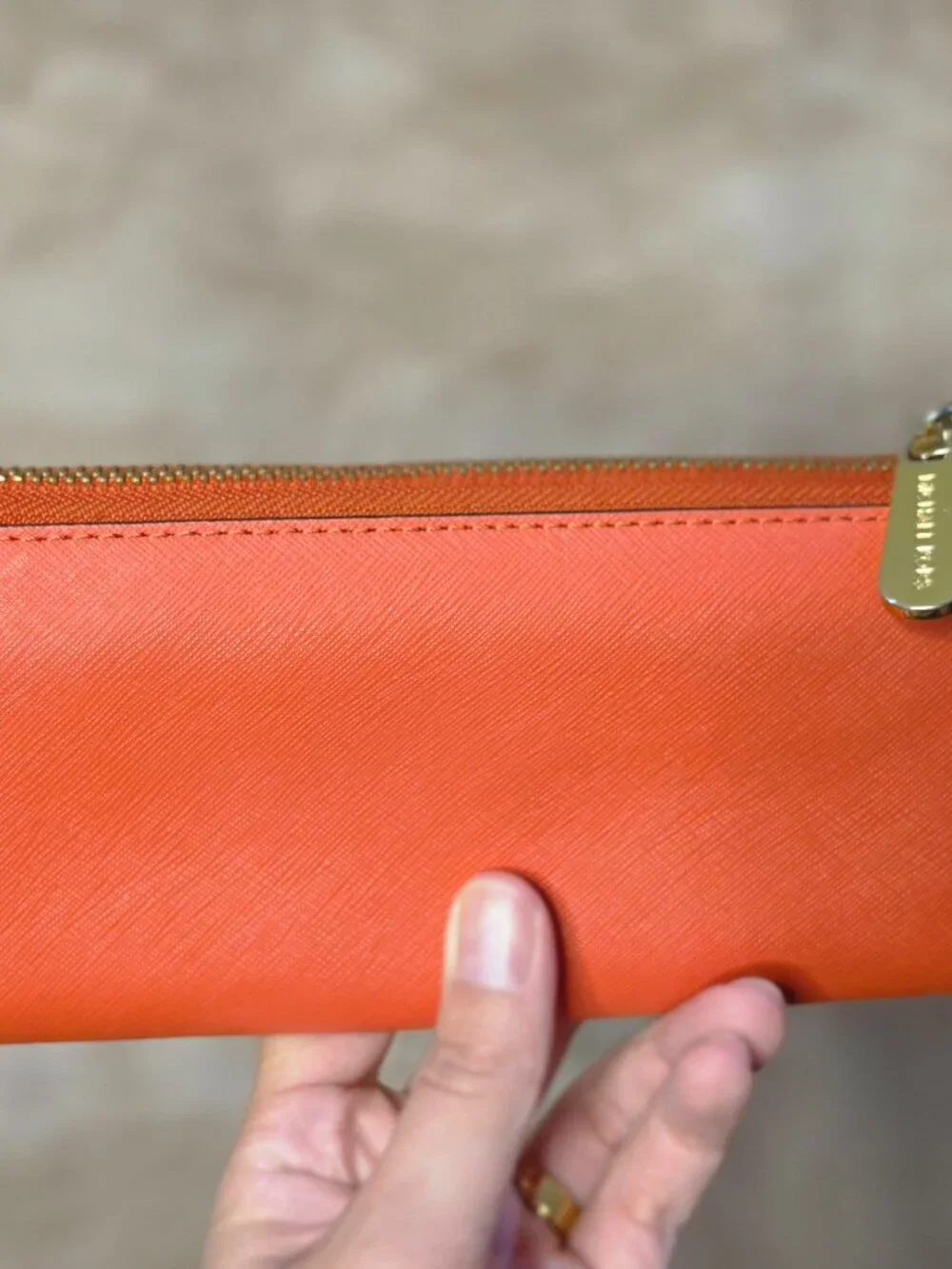 Michael Kors Jet Set Travel Zip Around Wallet – Orange Saffiano Leather